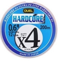 Плетенка PE DUEL HARDCORE X4 размер 0.8 нагрузка 14LB/6.4 кг 200 м H3241-O оранжевая