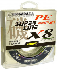 Леска плетеная Kosadaka Super Pe X8 150м 0.10мм (темно-зеленая)