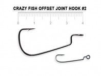 Крючки офсетные CRAZY FISH Offset Joint Hook 10 шт в уп. широкое ухо #2