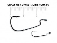 Крючки офсетные CRAZY FISH Offset Joint Hook 10 шт в уп. широкое ухо #6