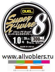 Плетенка Duel SUPER X-WIRE 8 300 м #4.0 27.0Kg (0.34mm) цветная H3623