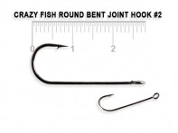 Крючки для микро джига CRAZY FISH Round Bent Joint Hook 10 шт в уп. широкое ухо #2