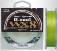 Плетенка РЕ YGK Yoz-ami Real Sports G-soul WX8 150 м разм. 1.5 нагр. 12.5 кг ярко-зеленая 4988494333247