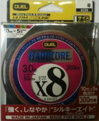 Плетеный Шнур Duel PE Hardcore X8 300m 5Color #3.0 (0.296mm) 23.0kg H3268 цветная 
