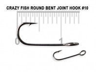 Крючки для микро джига CRAZY FISH Round Bent Joint Hook 10 шт в уп. широкое ухо #10