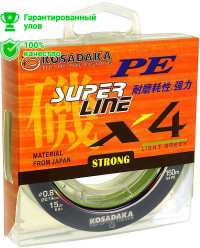 Леска плетеная Kosadaka Super Pe X4 Light Green 150м 0.25мм (светло-зеленая)