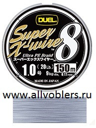 Плетенка Duel SUPER X-WIRE 8 150 м #0.6 нагр. 5.4 кг Silver H3597-S