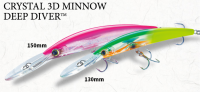 Воблеры Yo-Zuri F1154 CRYSTAL 3D MINNOW DEEP DIVER 150F, 150мм, 40гр
