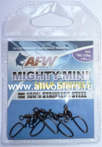 Вертлюжки с застёжкой AFW Mighty-Mini Snap Swivels #6 нагрузка 70LB/32кг, (5шт/уп) FTSS070B-A