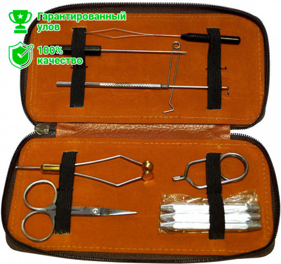 Набор инструментов для вязания мушек в чехле из кожзам. Kosadaka FL-1007