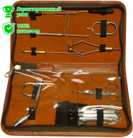 Набор инструментов для вязания мушек с держателем в чехле из кожзам. Kosadaka FL-1008