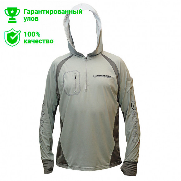 Футболка Kosadaka с длинным рукавом Ice Silk Sunblock (UV защита) серая р. 2XL