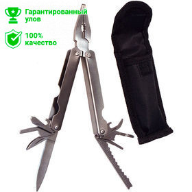 Мультитул Kosadaka 15.5/10см в чехле, нерж.сталь (пассатижи, нож, открывалки, отвёртки и др)