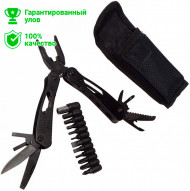 Мультитул Kosadaka 15.5/10см в чехле, нерж.сталь, чёрн.покр. (пассатижи, нож и др.) + насадки-отв