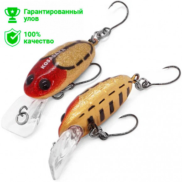 Воблер Kosadaka Crankin Pupa XD 35F, 2.6г, 0.9-1.8м, цв.L15