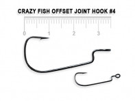 Крючки офсетные CRAZY FISH Offset Joint Hook 10 шт в уп. широкое ухо #4
