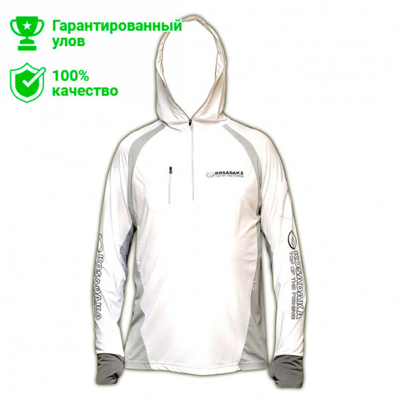 Футболка Kosadaka с длинным рукавом Ice Silk Sunblock (UV защита) белая р. M