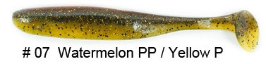 Силиконовые приманки KEITECH EASY SHINER 5" длина 12 см 5 шт в уп. цвет EA#07 Watermelon PP./Yellow P
