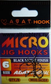 Крючки для микро джига AGAT MICRO JIG HOOKS 06359 8 шт в уп. размер 6