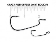 Крючки офсетные CRAZY FISH Offset Joint Hook 10 шт в уп. широкое ухо #8