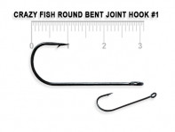 Крючки для микро джига CRAZY FISH Round Bent Joint Hook 10 шт в уп. широкое ухо #1