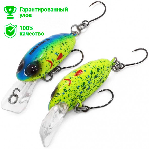 Воблер Kosadaka Crankin Pupa XD 35F, 2.6г, 0.9-1.8м, цв.BKK