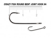 Крючки для микро джига CRAZY FISH Round Bent Joint Hook 10 шт в уп. широкое ухо #4