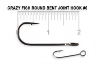Крючки для микро джига CRAZY FISH Round Bent Joint Hook 10 шт в уп. широкое ухо #6