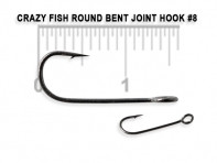 Крючки для микро джига CRAZY FISH Round Bent Joint Hook 10 шт в уп. широкое ухо #8