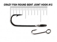 Крючки для микро джига CRAZY FISH Round Bent Joint Hook 15 шт в уп. широкое ухо #12
