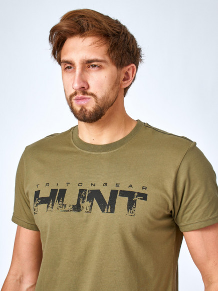 Футболка "HUNT" (Хлопок, Хаки)