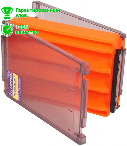 Коробка Kosadaka TB-S61B-OR для воблеров двухстор., продольн.секц., оранжевая