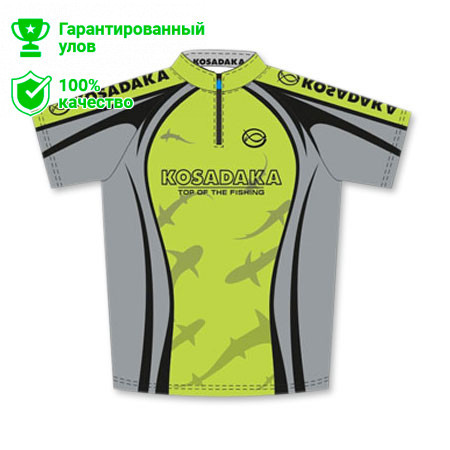 Футболка Kosadaka с коротким рукавом серо-зеленая Sunblock р. XXL