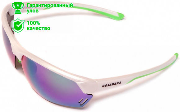 Очки поляризационные Kosadaka SGTAC-06GR в футляре (зелён.зеркал.линзы/оправа-белый+зел.резин)