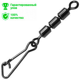 Вертлюг Kosadaka тройной высокоскорстной с карабином "Hooked snap"№12 5kg (упаковка - 3шт) Вертлюг Kosadaka тройной высокоскорстной с карабином "Hooked snap"№12 5kg (упаковка - 3шт)