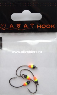 Крючки с эпоксидной каплей AGAT TROUT & PERCH ICE HOOK #2 (4 шт в уп) Black/Yellow/Red