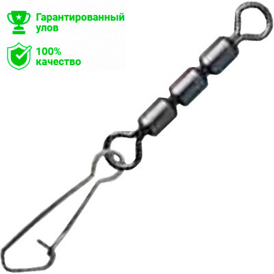 Вертлюг Kosadaka тройной высокоскорстной с карабином "Hooked snap"№5 20kg (упаковка - 3шт)