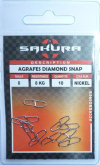 Застежки Sakura Agrafes Diamond Snap #0 нагрузка 8 кг 10 шт. в уп