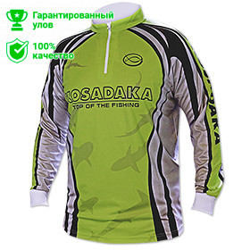 Футболка Kosadaka Серо-зеленая, Sunblock, дл.рукав, XL