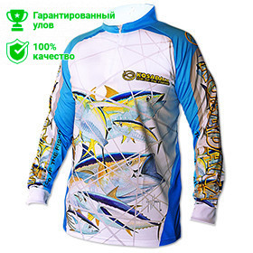 Футболка Kosadaka с длинным рукавом бело-голубая Sunblock р. 4XL