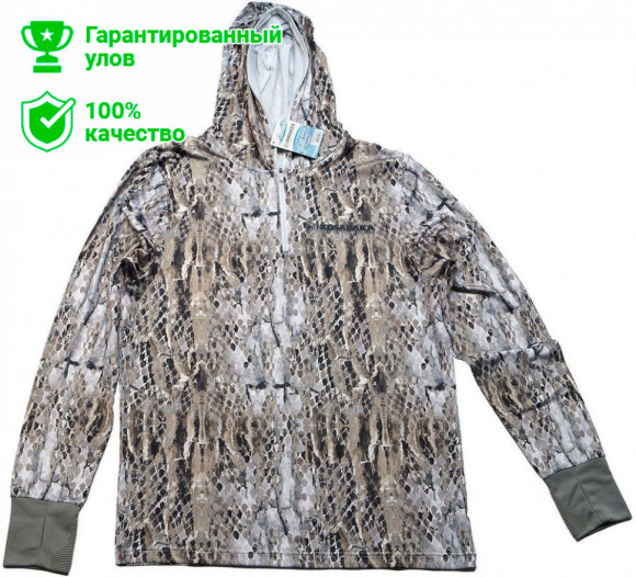 Футболка Kosadaka Ice Silk Sunblock Snake с длинным рукавом, с капюшоном (UV защита) р.M