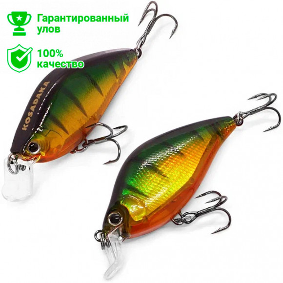 Воблер Kosadaka 3D Flat Crank 55F, 7.5г, 0.1-0.6м, цв.PC