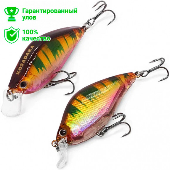 Воблер Kosadaka 3D Flat Crank 55F, 7.5г, 0.1-0.6м, цв.NT