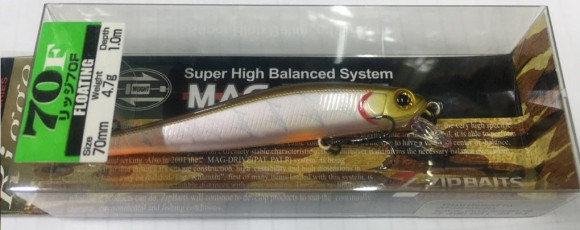 Воблер ZIPBAITS Rigge 70F (70 мм, 4,7 г, заглубление до 1,0 м) 109M