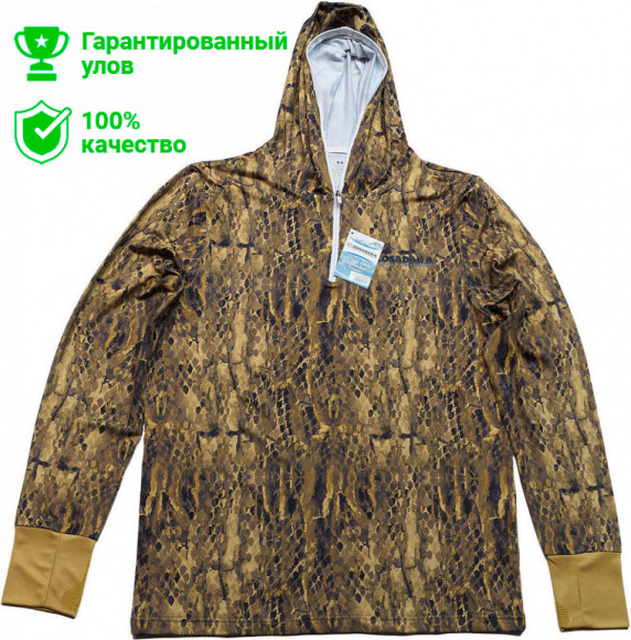 Футболка Kosadaka Ice Silk Sunblock Sand Snake с длинным рукавом, с капюшоном (UV защита) р.S