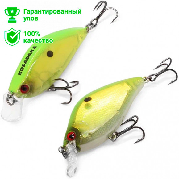 Воблер Kosadaka 3D Flat Crank 55F, 7.5г, 0.1-0.6м, цв.CL