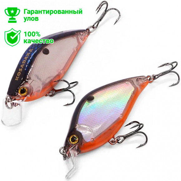 Воблер Kosadaka 3D Flat Crank 55F, 7.5г, 0.1-0.6м, цв.BTS