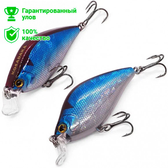 Воблер Kosadaka 3D Flat Crank 55F, 7.5г, 0.1-0.6м, цв.BLU